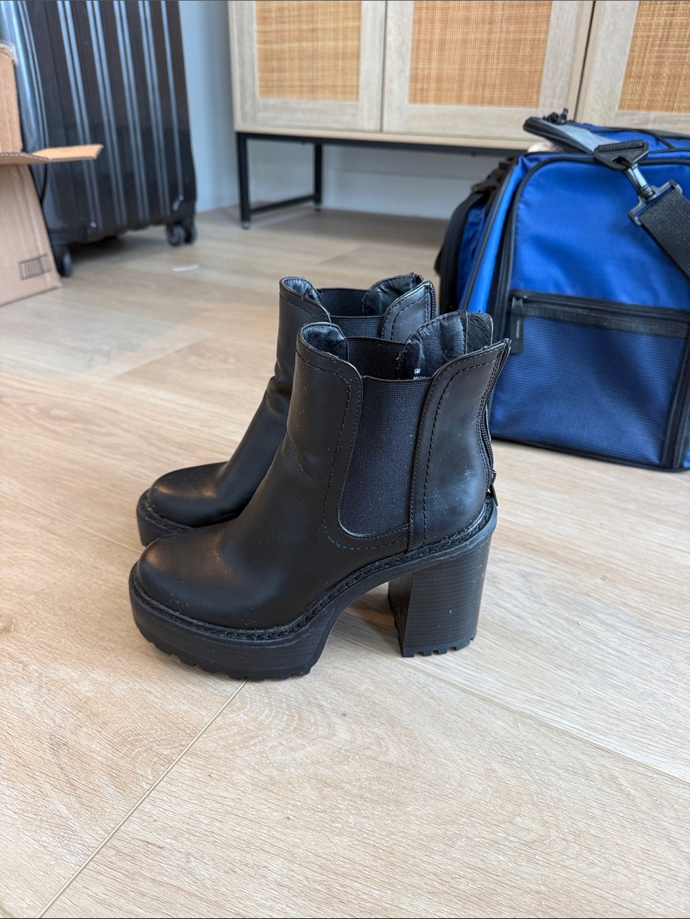 Madden girl chunky black booties